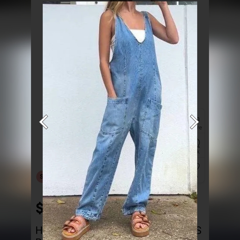 Happily Grey High Roller Style Denim Jumpsuit NWT XS boutique